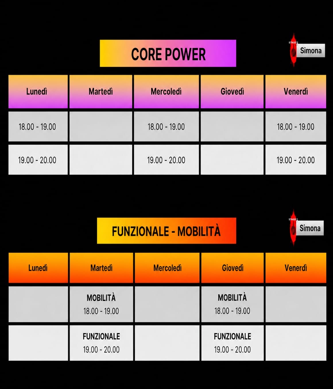 Orari Core Power e Funzionale-Mobilità