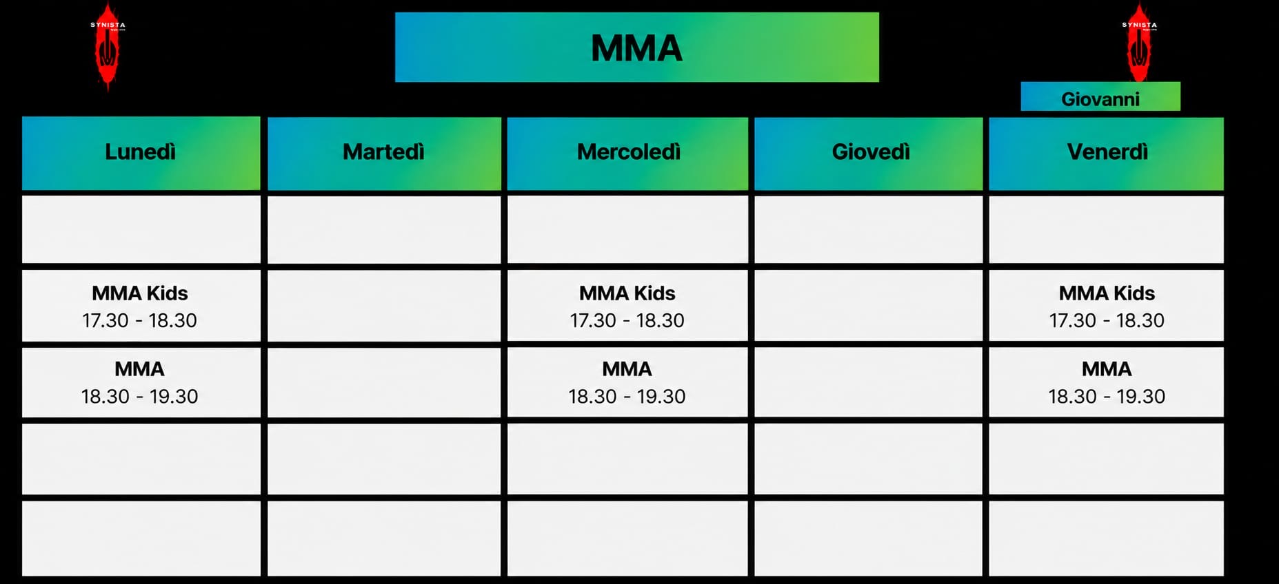 Orari MMA e MMA Kids
